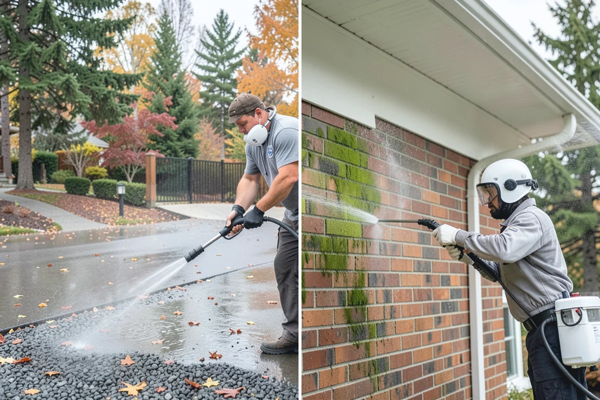 Medical Facility Exterior Cleaning in Woodinville, King County, WA - Cordon off work zones and protect landscaping and entry mats