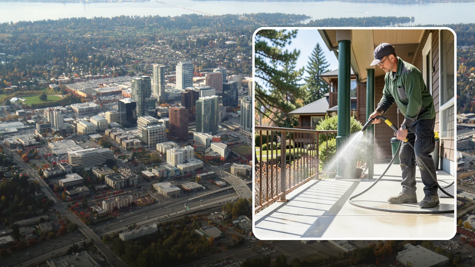 Metal Cleaning in Bellevue, King County, WA - Gentle cleaning of exterior metal surfaces and railings that removes grime, oxidation film, and staining without scratching.