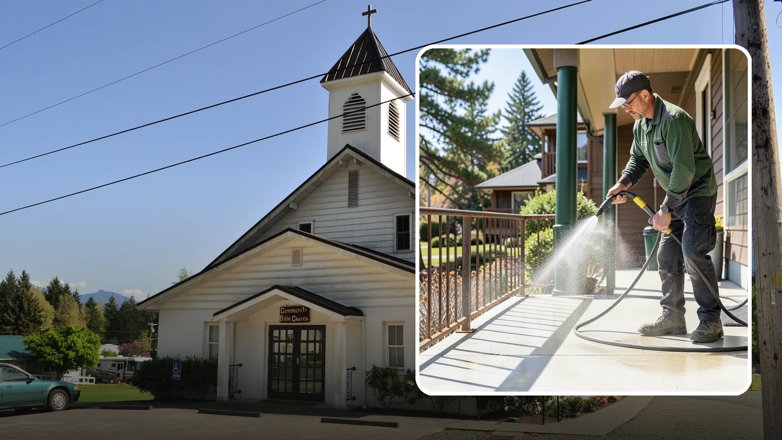 Metal Cleaning in Concrete, Skagit County, WA - Gentle cleaning of exterior metal surfaces and railings that removes grime, oxidation film, and staining without scratching.