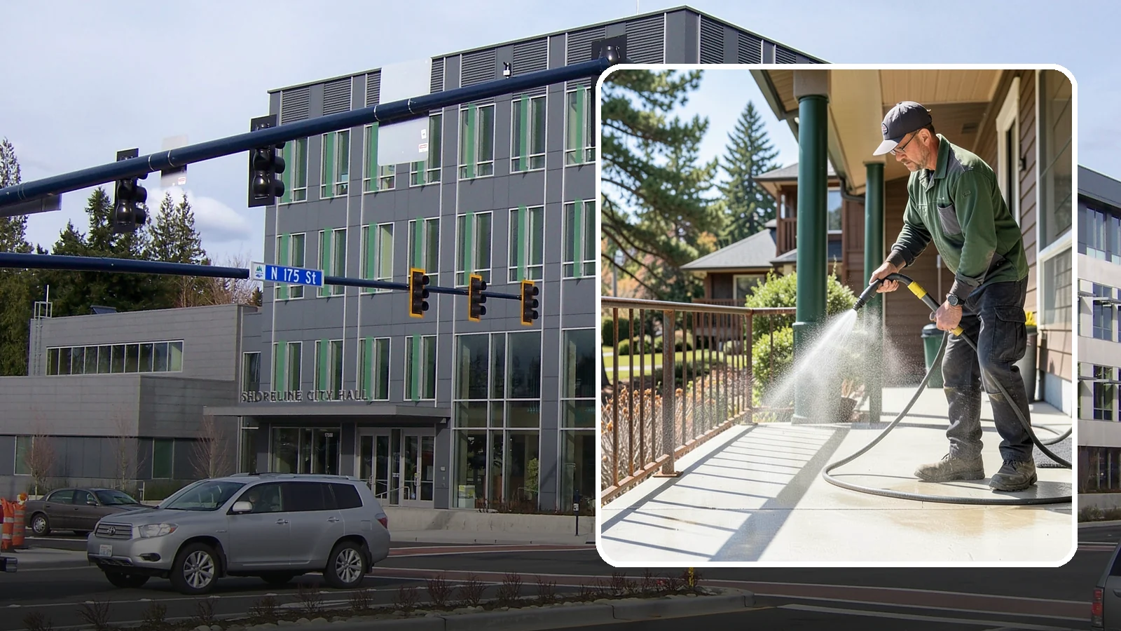 Metal Cleaning in Shoreline, King County, WA - Gentle cleaning of exterior metal surfaces and railings that removes grime, oxidation film, and staining without scratching.