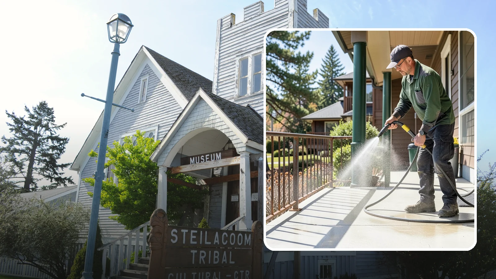 Metal Cleaning in Steilacoom, Pierce County, WA - Gentle cleaning of exterior metal surfaces and railings that removes grime, oxidation film, and staining without scratching.