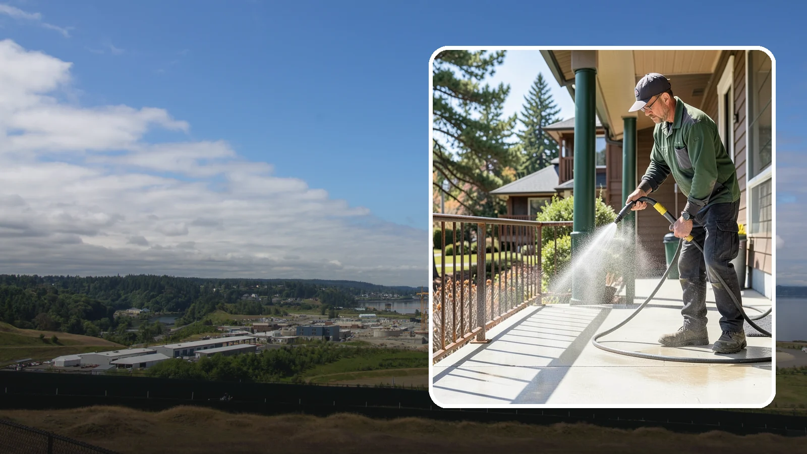 Metal Cleaning in University Place, Pierce County, WA - Gentle cleaning of exterior metal surfaces and railings that removes grime, oxidation film, and staining without scratching.