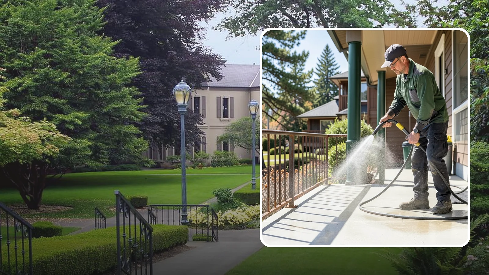Metal Cleaning in Woodinville, King County, WA - Gentle cleaning of exterior metal surfaces and railings that removes grime, oxidation film, and staining without scratching.
