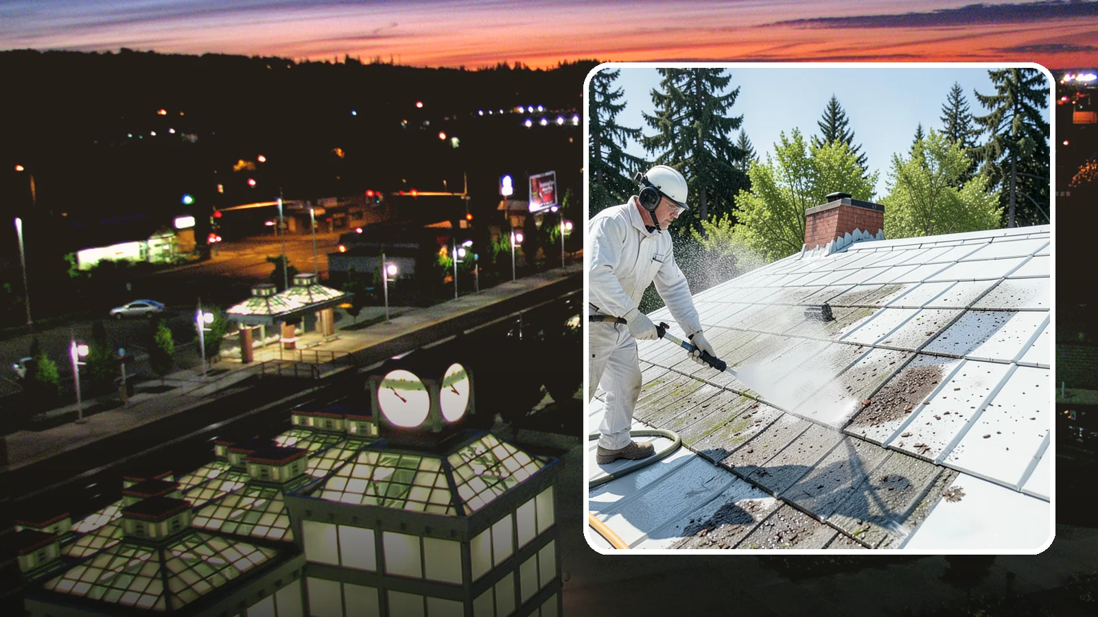 Metal Roof Cleaning in Auburn, King County, WA - Careful cleaning of standing seam and corrugated metal roofs that removes moss and oxidation without scratching the finish.