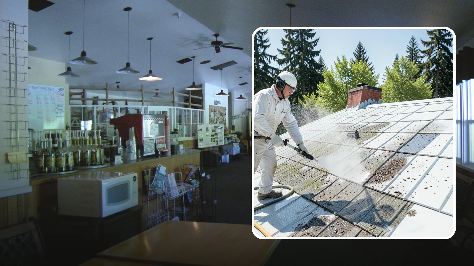 Metal Roof Cleaning in Black Diamond, King County, WA - Careful cleaning of standing seam and corrugated metal roofs that removes moss and oxidation without scratching the finish.