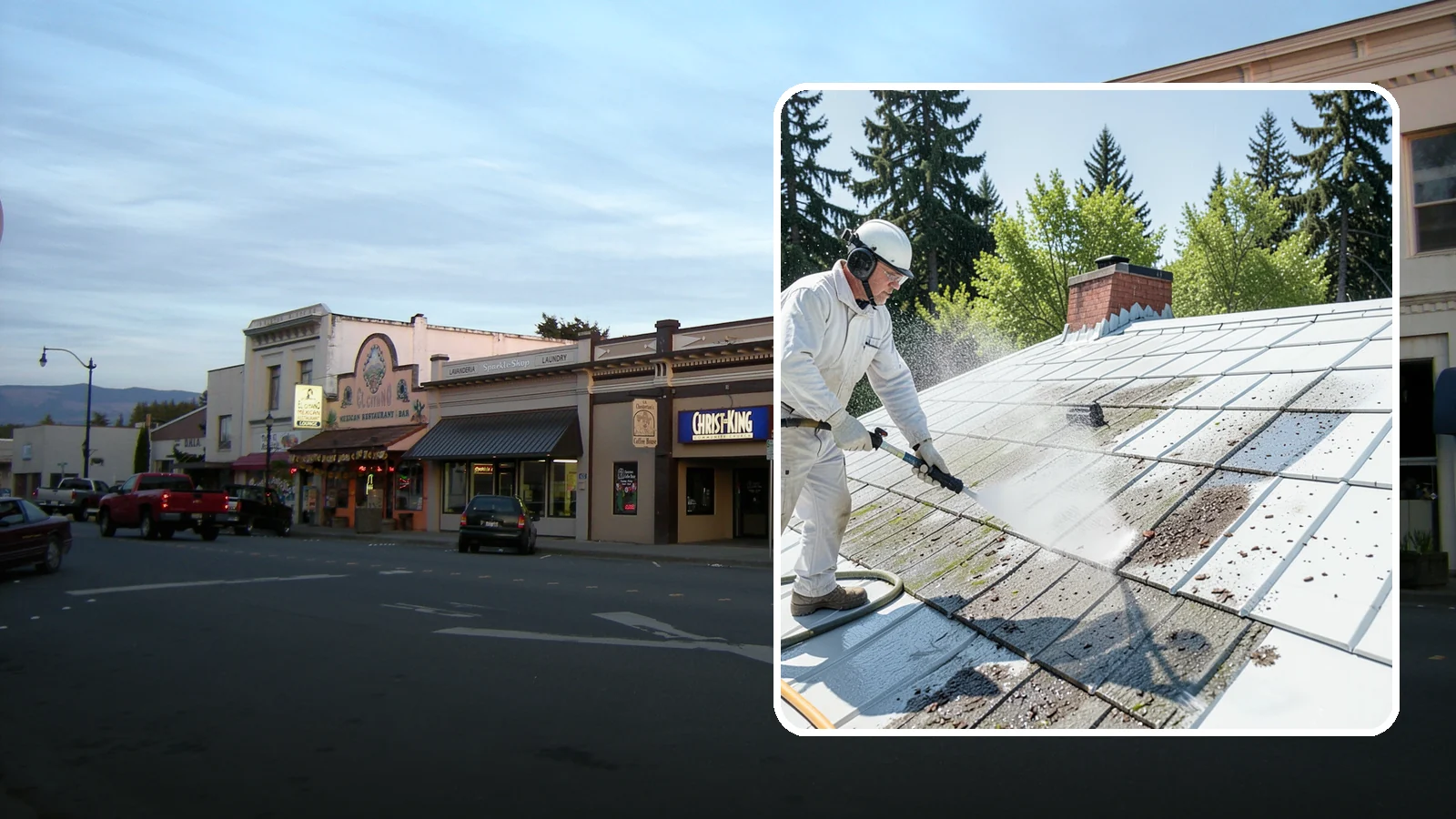 Metal Roof Cleaning in Burlington, Skagit County, WA - Careful cleaning of standing seam and corrugated metal roofs that removes moss and oxidation without scratching the finish.