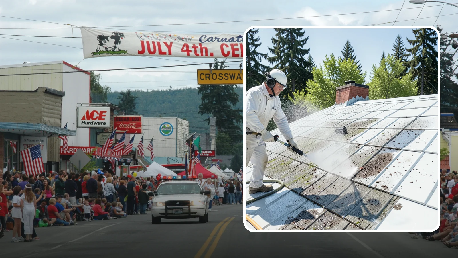 Metal Roof Cleaning in Carnation, King County, WA - Careful cleaning of standing seam and corrugated metal roofs that removes moss and oxidation without scratching the finish.
