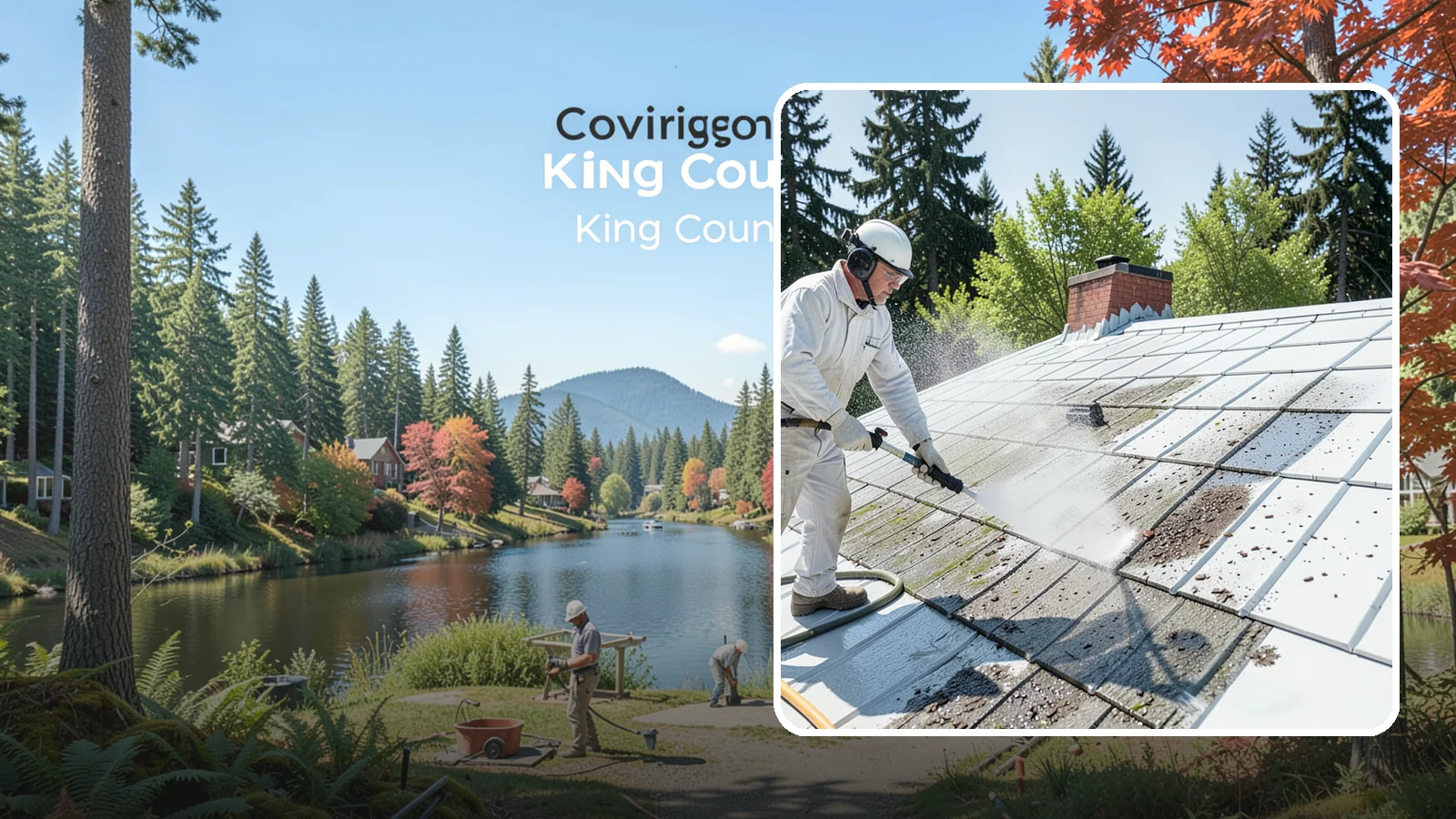 Metal Roof Cleaning in Covington, King County, WA - Careful cleaning of standing seam and corrugated metal roofs that removes moss and oxidation without scratching the finish.