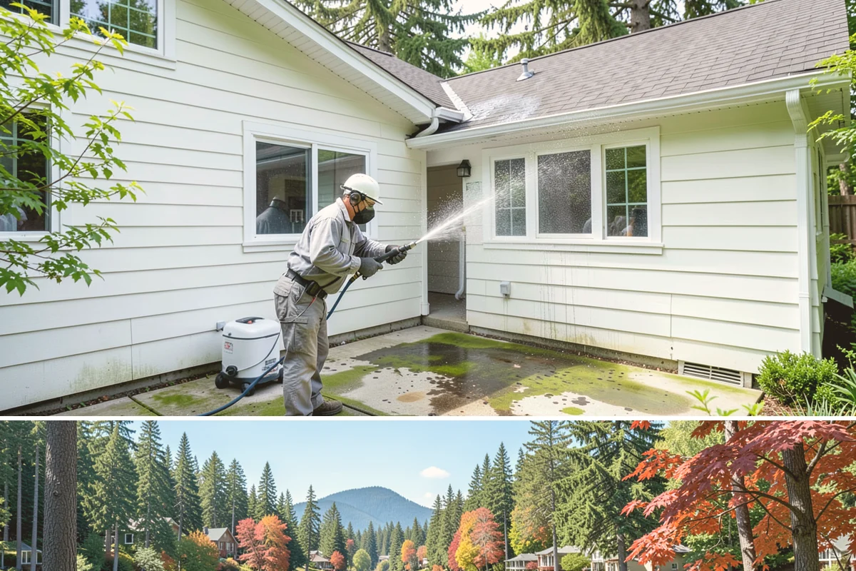 Metal Roof Cleaning in Covington, King County, WA - Summer and early autumn provide the dry footing and mild temperatures that make metal roof work safest.