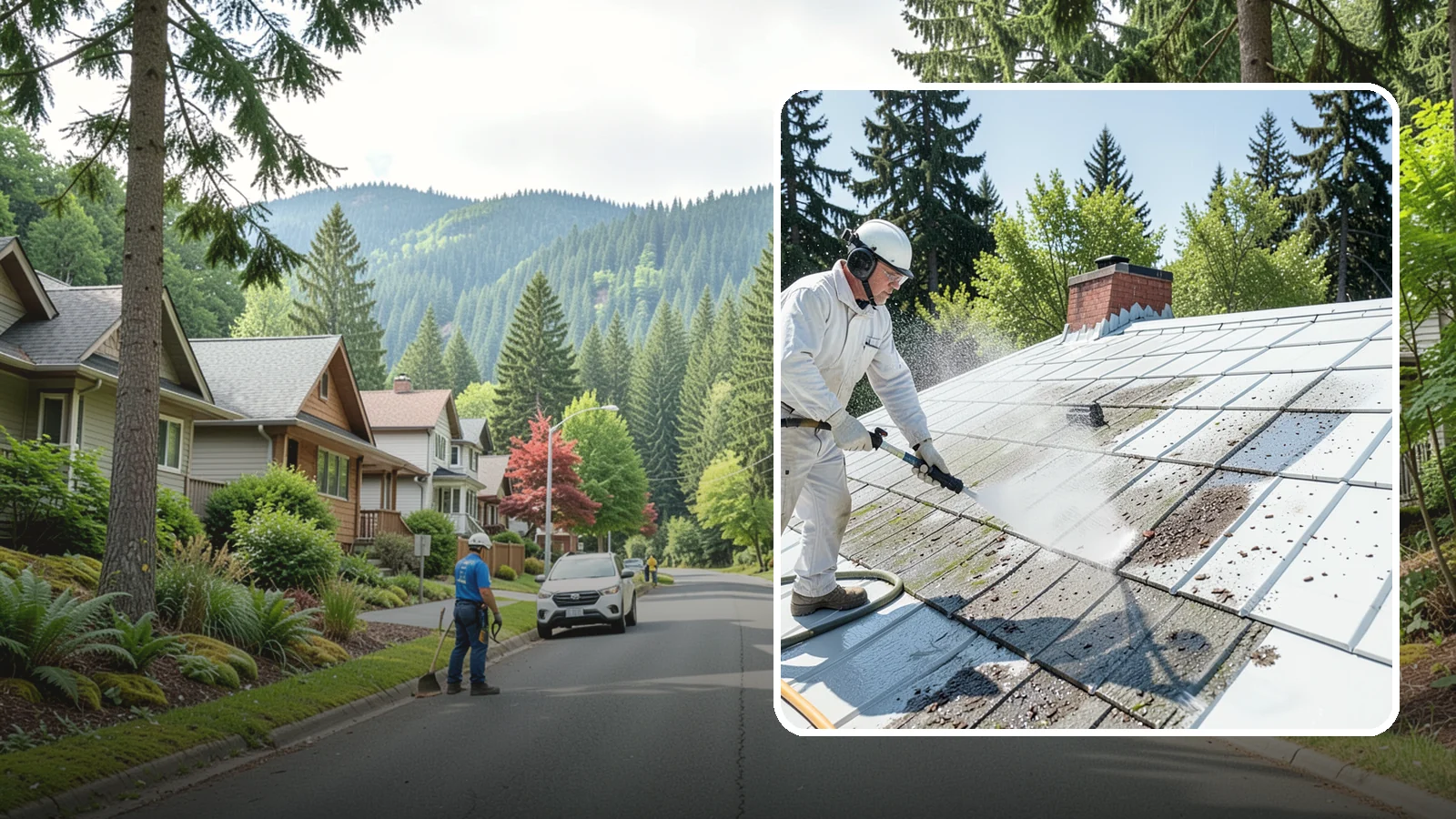 Metal Roof Cleaning in Darrington, Snohomish County, WA - Careful cleaning of standing seam and corrugated metal roofs that removes moss and oxidation without scratching the finish.