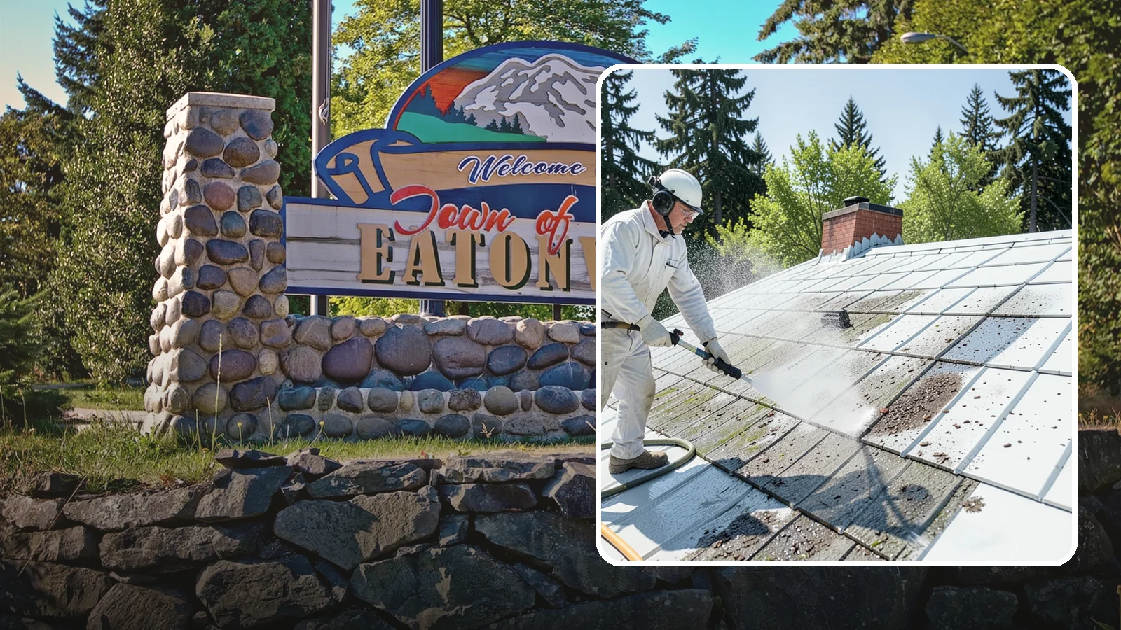 Metal Roof Cleaning in Eatonville, Pierce County, WA - Careful cleaning of standing seam and corrugated metal roofs that removes moss and oxidation without scratching the finish.