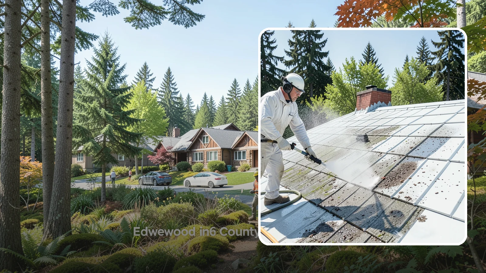 Metal Roof Cleaning in Edgewood, Pierce County, WA - Careful cleaning of standing seam and corrugated metal roofs that removes moss and oxidation without scratching the finish.