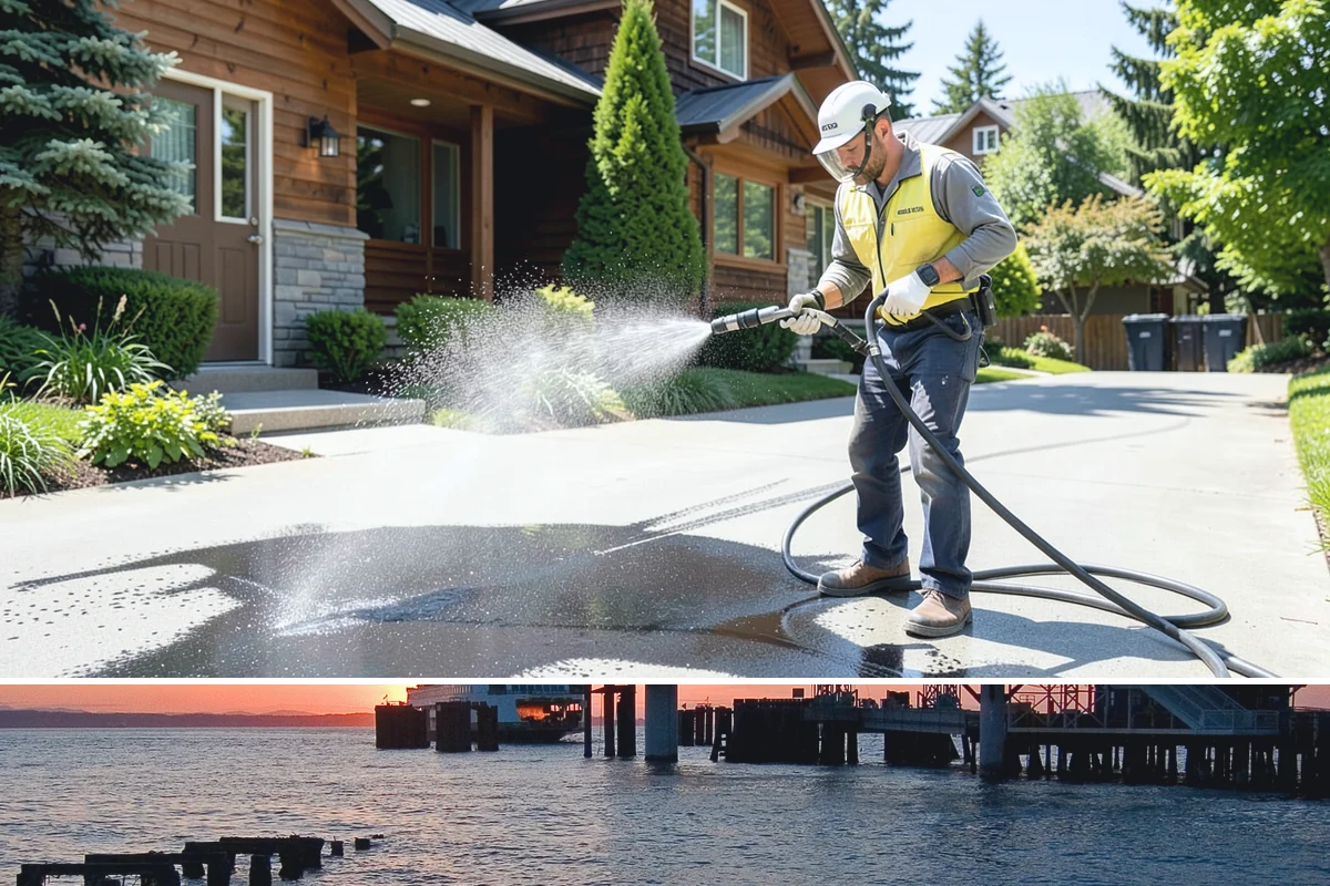 Metal Roof Cleaning in Edmonds, Snohomish County, WA - Summer and early autumn provide the dry footing and mild temperatures that make metal roof work safest.