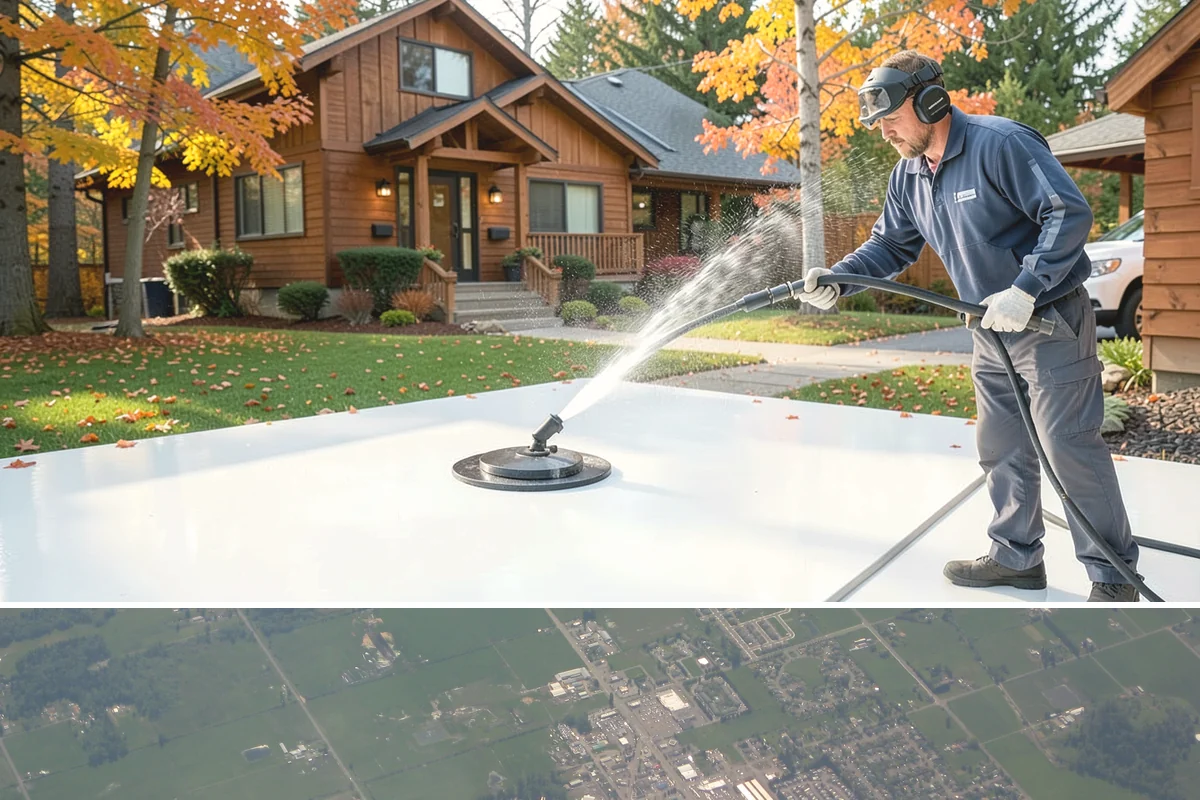 Metal Roof Cleaning in Enumclaw, King County, WA - Summer and early autumn provide the dry footing and mild temperatures that make metal roof work safest.