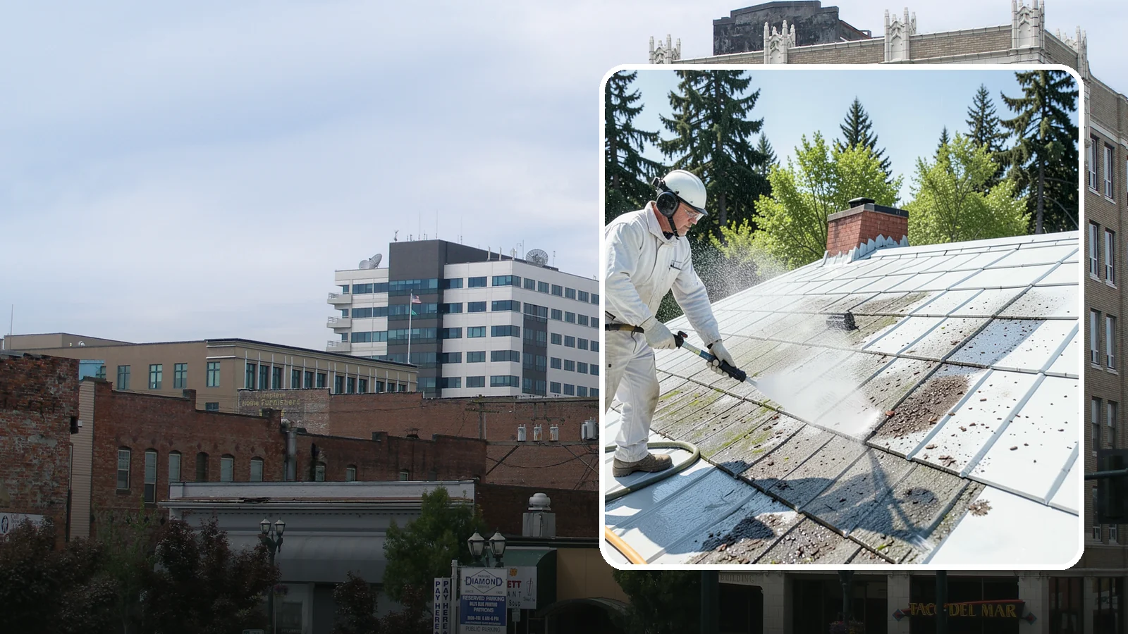 Metal Roof Cleaning in Everett, Snohomish County, WA - Careful cleaning of standing seam and corrugated metal roofs that removes moss and oxidation without scratching the finish.