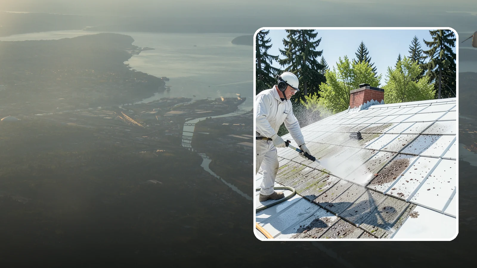 Metal Roof Cleaning in Fife, Pierce County, WA - Careful cleaning of standing seam and corrugated metal roofs that removes moss and oxidation without scratching the finish.