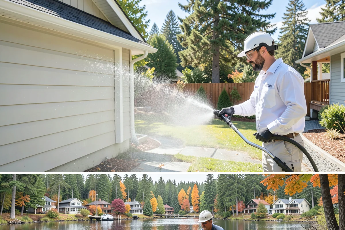 Metal Roof Cleaning in La Conner, Skagit County, WA - Summer and early autumn provide the dry footing and mild temperatures that make metal roof work safest.