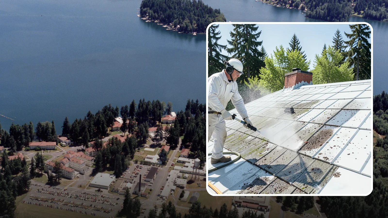 Metal Roof Cleaning in Lakewood, Pierce County, WA - Careful cleaning of standing seam and corrugated metal roofs that removes moss and oxidation without scratching the finish.