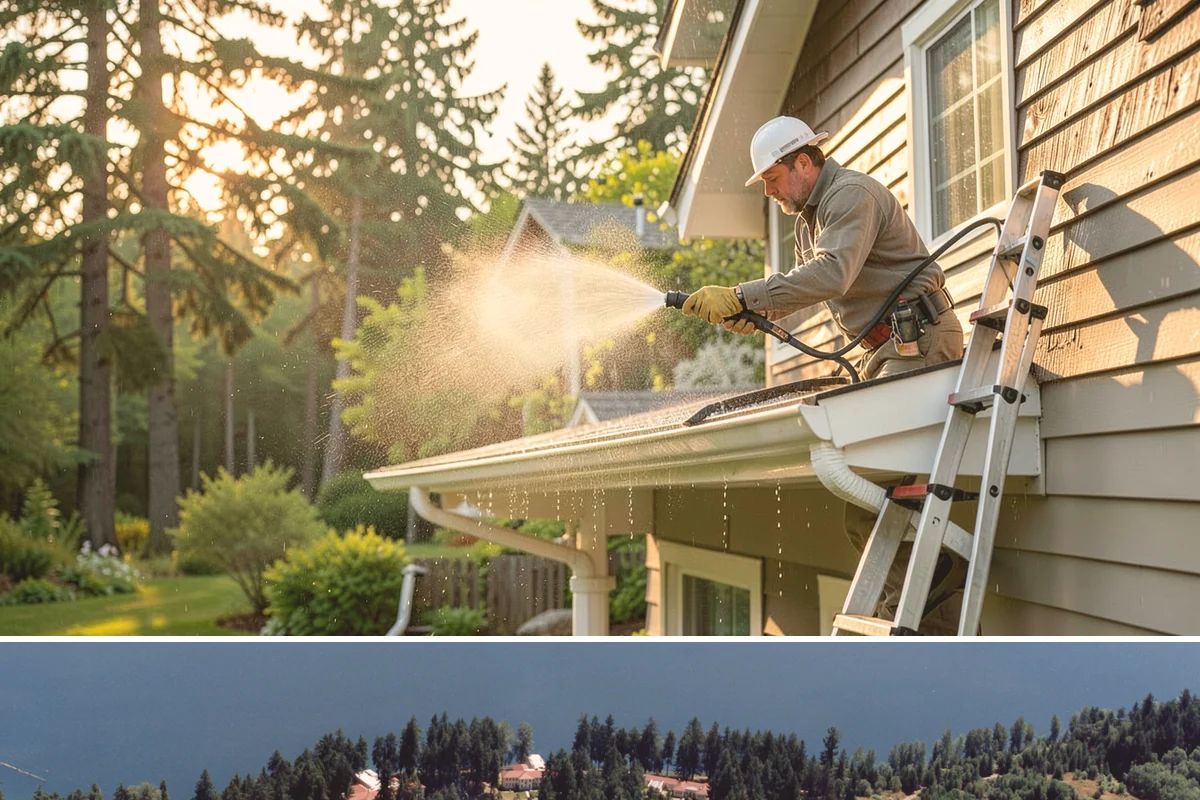 Metal Roof Cleaning in Lakewood, Pierce County, WA - Summer and early autumn provide the dry footing and mild temperatures that make metal roof work safest.