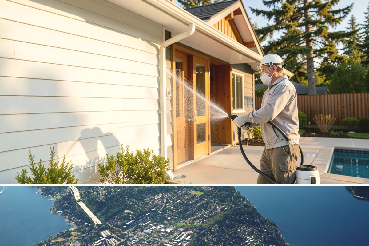 Metal Roof Cleaning in Mercer Island, King County, WA - Summer and early autumn provide the dry footing and mild temperatures that make metal roof work safest.