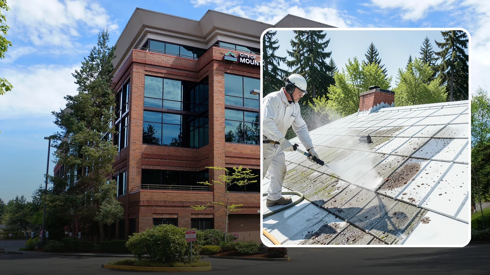 Metal Roof Cleaning in Mountlake Terrace, Snohomish County, WA - Careful cleaning of standing seam and corrugated metal roofs that removes moss and oxidation without scratching the finish.
