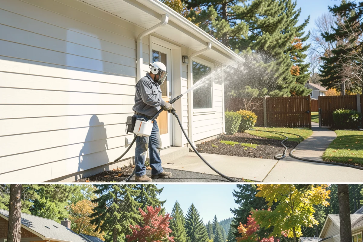 Metal Roof Cleaning in Orting, Pierce County, WA - Summer and early autumn provide the dry footing and mild temperatures that make metal roof work safest.