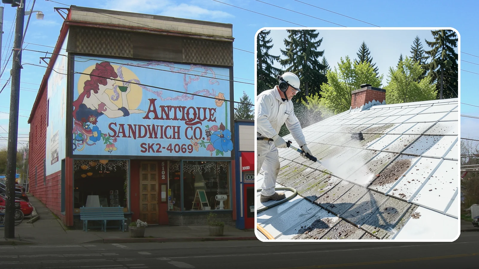 Metal Roof Cleaning in Ruston, Pierce County, WA - Careful cleaning of standing seam and corrugated metal roofs that removes moss and oxidation without scratching the finish.