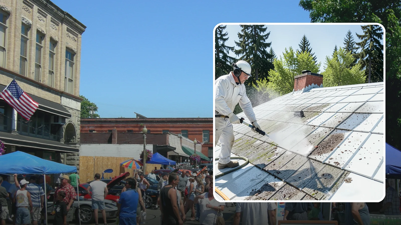 Metal Roof Cleaning in Snohomish, Snohomish County, WA - Careful cleaning of standing seam and corrugated metal roofs that removes moss and oxidation without scratching the finish.
