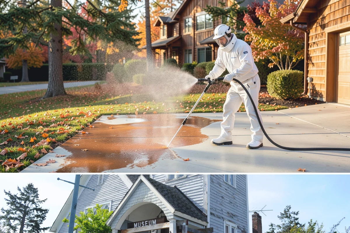 Metal Roof Cleaning in Steilacoom, Pierce County, WA - Summer and early autumn provide the dry footing and mild temperatures that make metal roof work safest.