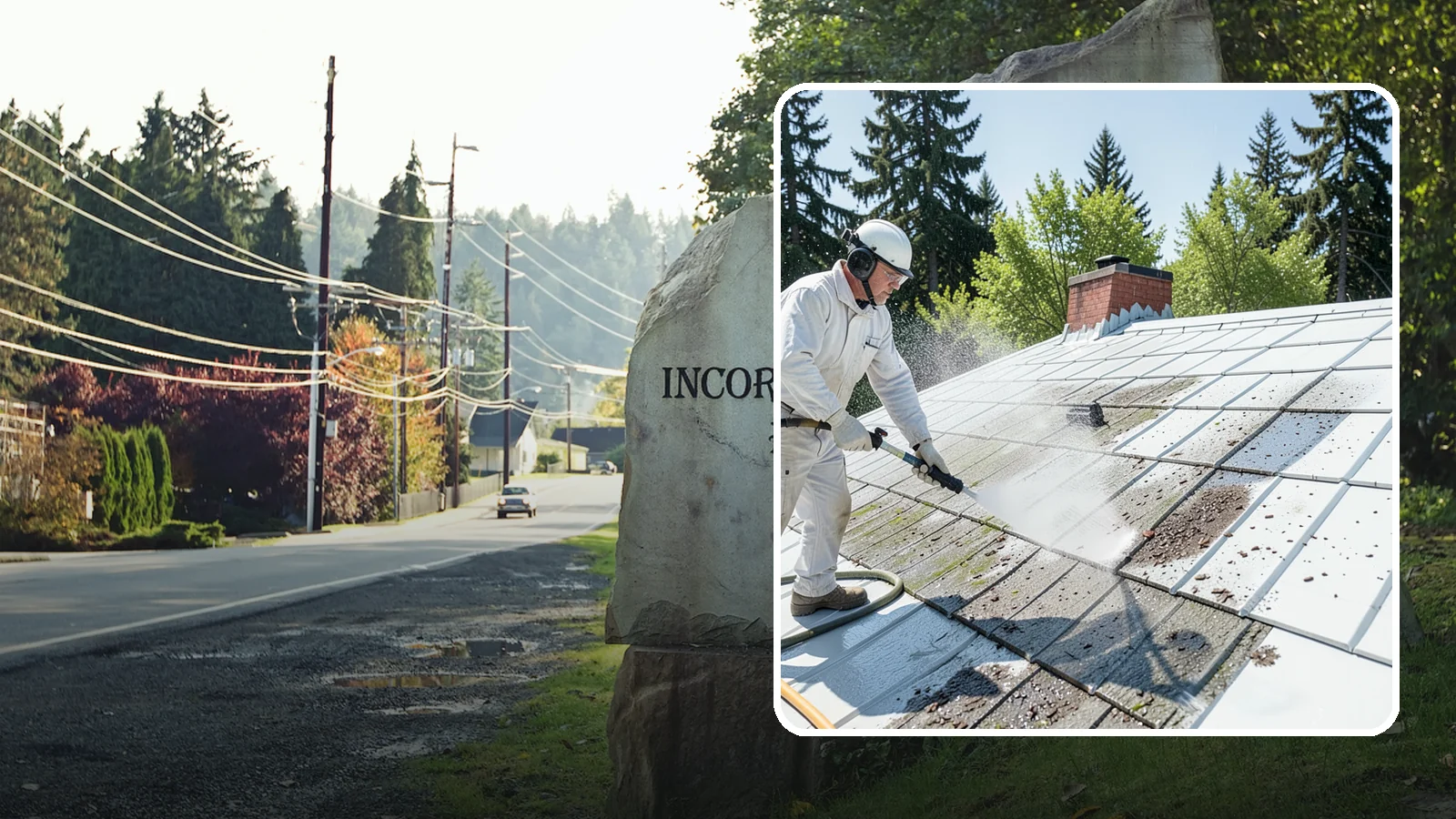 Metal Roof Cleaning in Wilkeson, Pierce County, WA - Careful cleaning of standing seam and corrugated metal roofs that removes moss and oxidation without scratching the finish.
