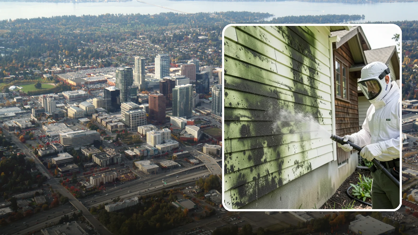 Mold Removal in Bellevue, King County, WA - Targeted soft-wash mold treatment that kills and removes green and black mold from siding, roofs, and hardscapes.