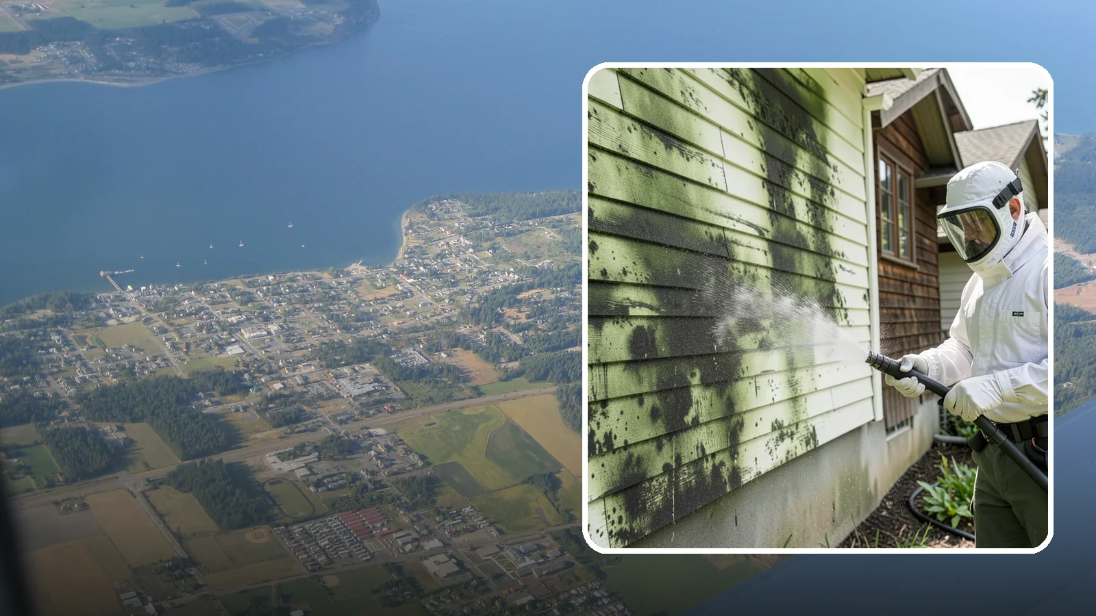 Mold Removal in Coupeville, Island County, WA - Targeted soft-wash mold treatment that kills and removes green and black mold from siding, roofs, and hardscapes.
