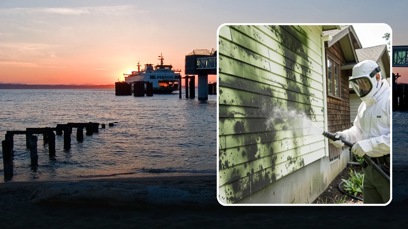 Mold Removal in Edmonds, Snohomish County, WA - Targeted soft-wash mold treatment that kills and removes green and black mold from siding, roofs, and hardscapes.