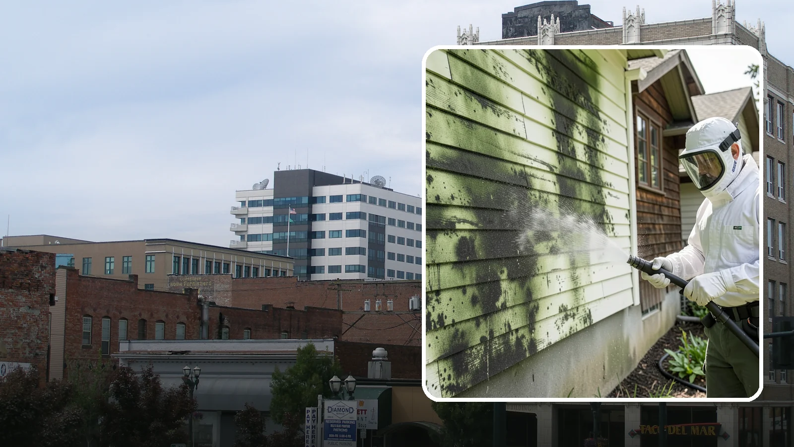 Mold Removal in Everett, Snohomish County, WA - Targeted soft-wash mold treatment that kills and removes green and black mold from siding, roofs, and hardscapes.