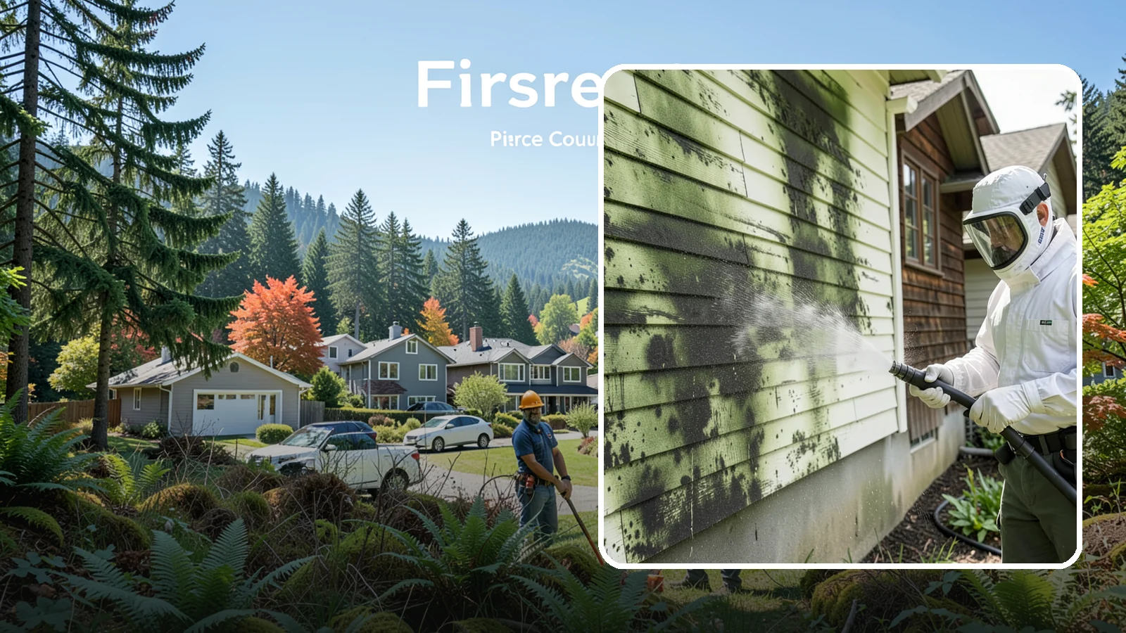 Mold Removal in Fircrest, Pierce County, WA - Targeted soft-wash mold treatment that kills and removes green and black mold from siding, roofs, and hardscapes.