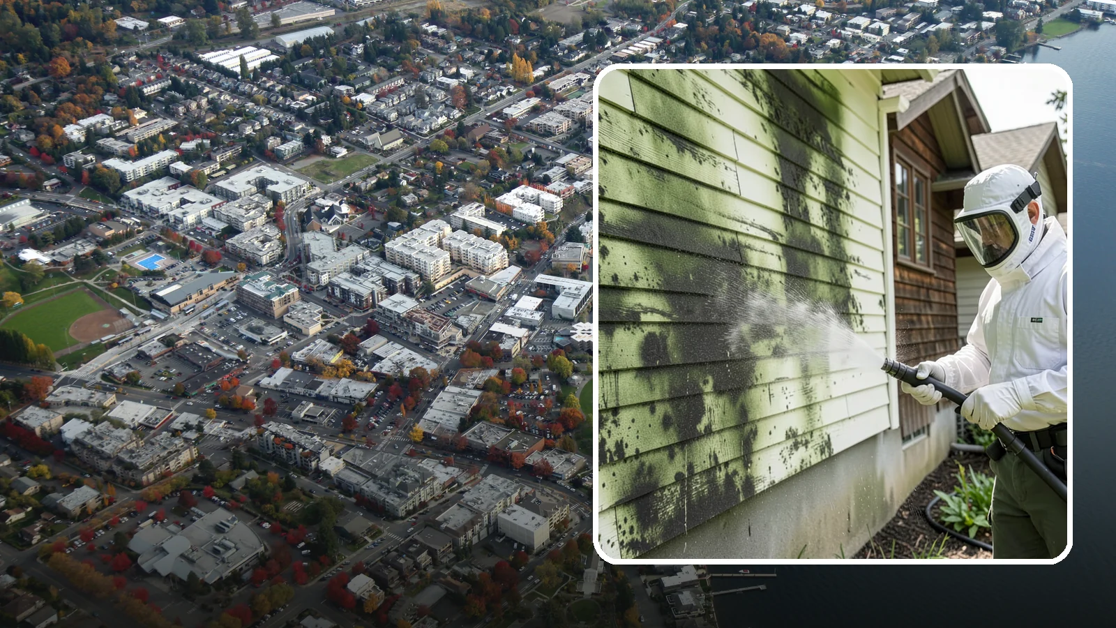 Mold Removal in Kirkland, King County, WA - Targeted soft-wash mold treatment that kills and removes green and black mold from siding, roofs, and hardscapes.