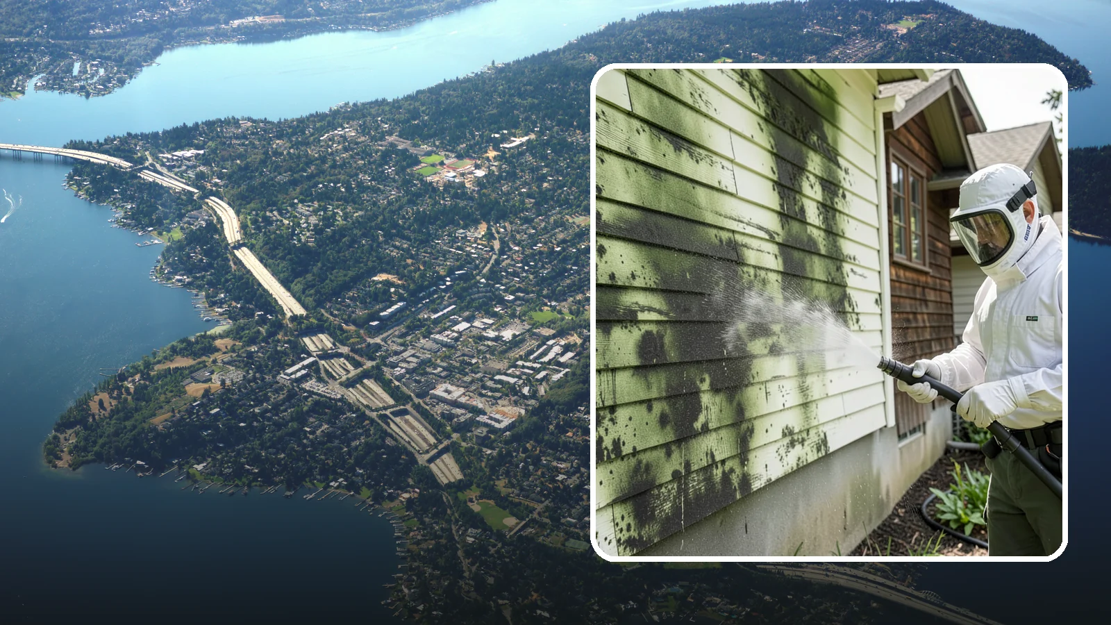 Mold Removal in Mercer Island, King County, WA - Targeted soft-wash mold treatment that kills and removes green and black mold from siding, roofs, and hardscapes.