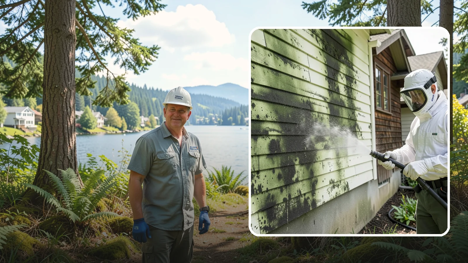 Mold Removal in Milton, King County, WA - Targeted soft-wash mold treatment that kills and removes green and black mold from siding, roofs, and hardscapes.
