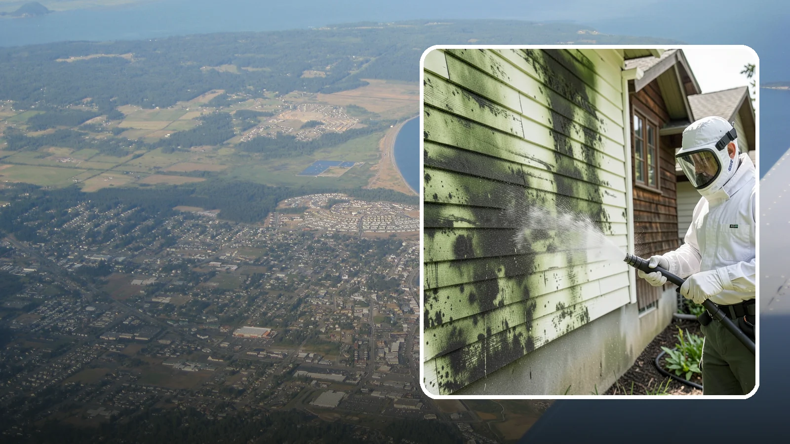 Mold Removal in Oak Harbor, Island County, WA - Targeted soft-wash mold treatment that kills and removes green and black mold from siding, roofs, and hardscapes.