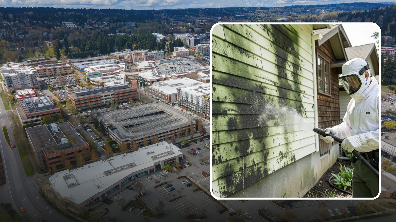 Mold Removal in Redmond, King County, WA - Targeted soft-wash mold treatment that kills and removes green and black mold from siding, roofs, and hardscapes.