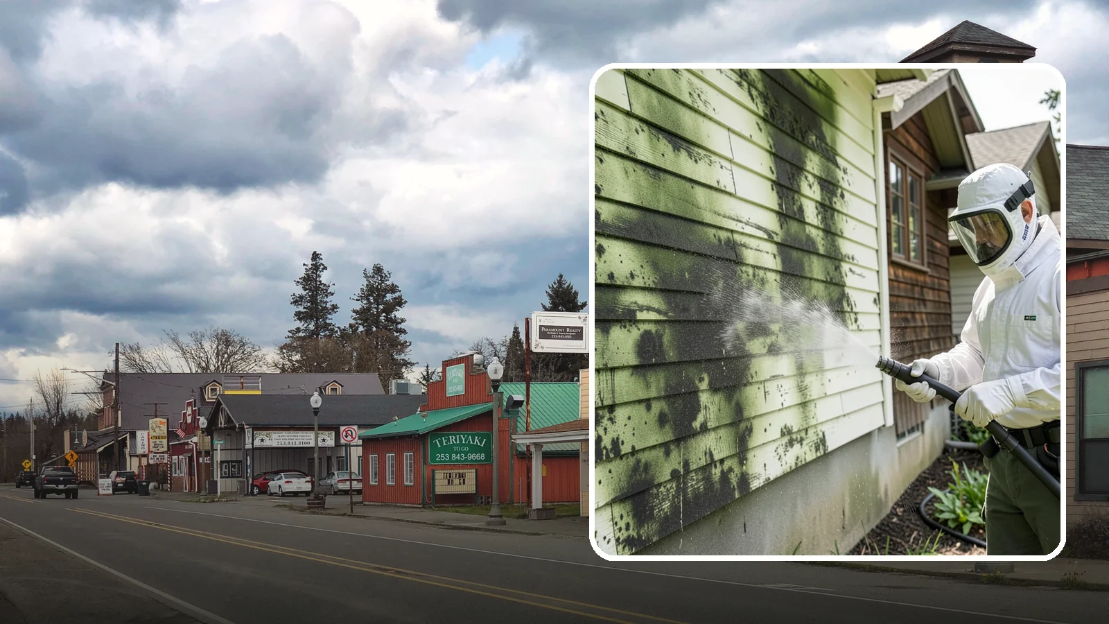 Mold Removal in Roy, Pierce County, WA - Targeted soft-wash mold treatment that kills and removes green and black mold from siding, roofs, and hardscapes.