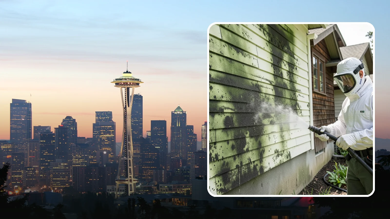 Mold Removal in Seattle, King County, WA - Targeted soft-wash mold treatment that kills and removes green and black mold from siding, roofs, and hardscapes.