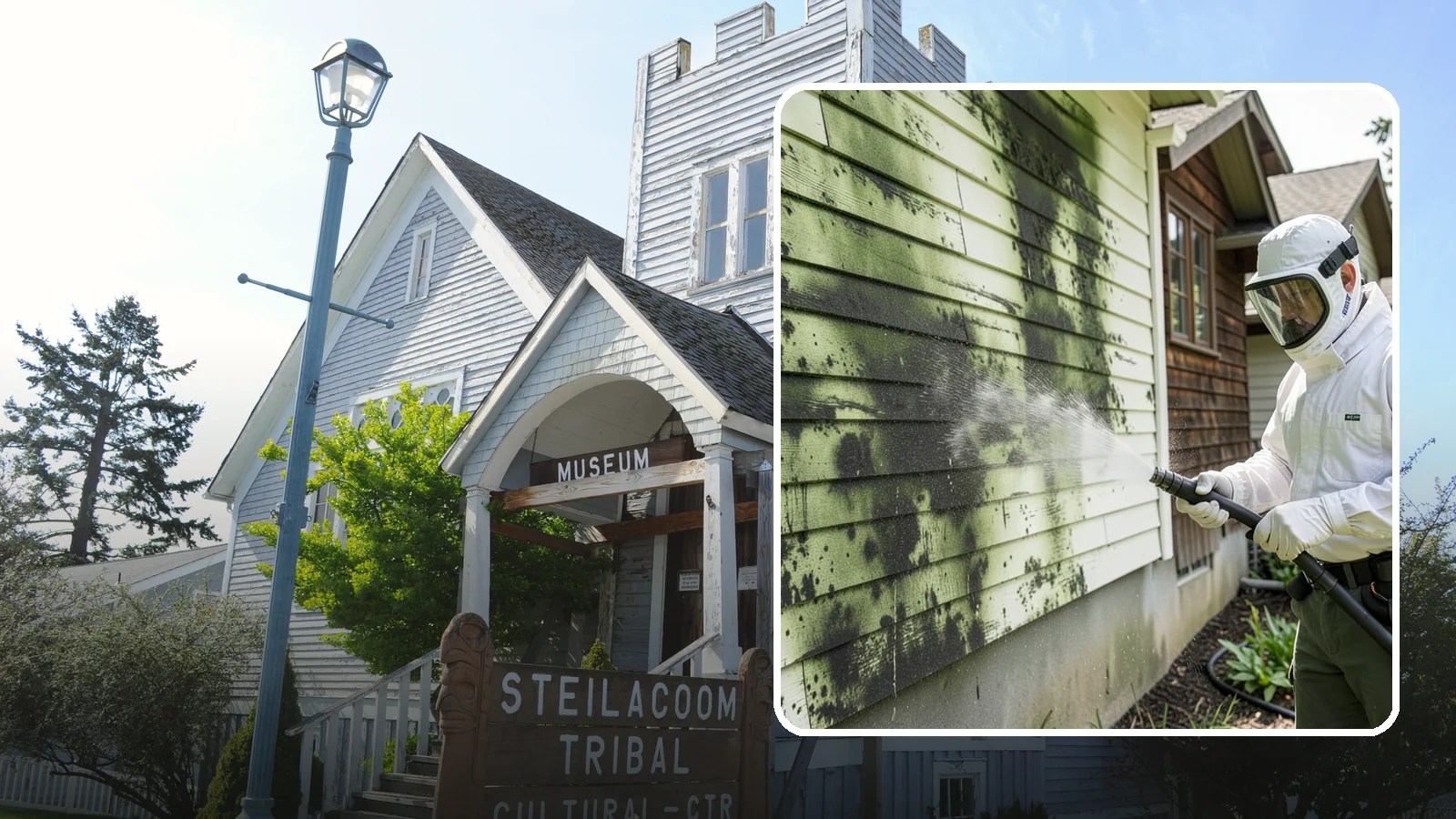 Mold Removal in Steilacoom, Pierce County, WA - Targeted soft-wash mold treatment that kills and removes green and black mold from siding, roofs, and hardscapes.