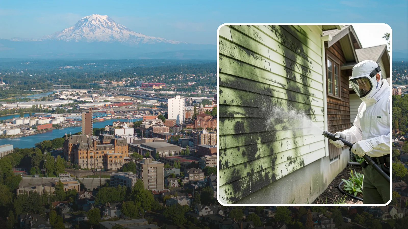 Mold Removal in Tacoma, Pierce County, WA - Targeted soft-wash mold treatment that kills and removes green and black mold from siding, roofs, and hardscapes.