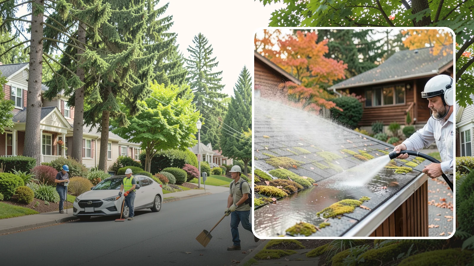 Moss Removal in Beaux Arts Village, King County, WA - Moss treatment and removal that clears thick growth from roofs, walkways, decks, and shaded hardscapes.