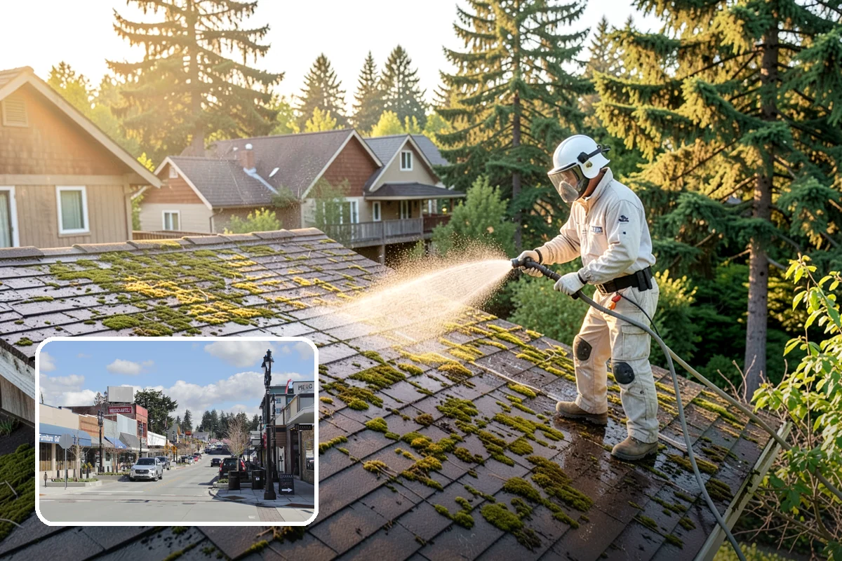 Moss Removal in Bothell, King County, WA - Clears heavy moss without damaging shingles or joints