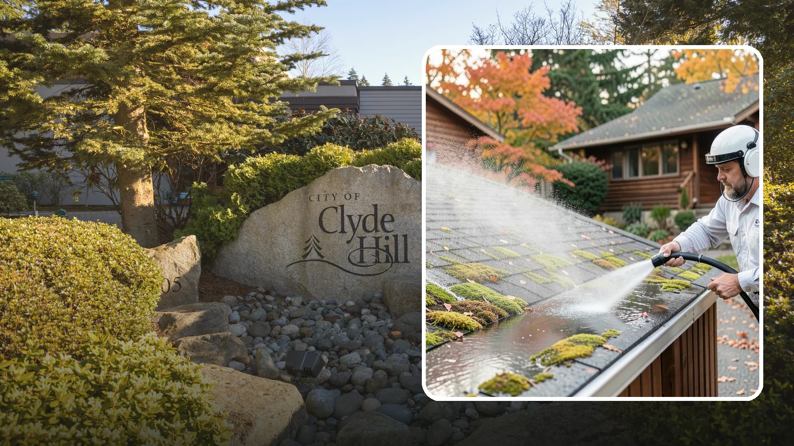 Moss Removal in Clyde Hill, King County, WA - Moss treatment and removal that clears thick growth from roofs, walkways, decks, and shaded hardscapes.