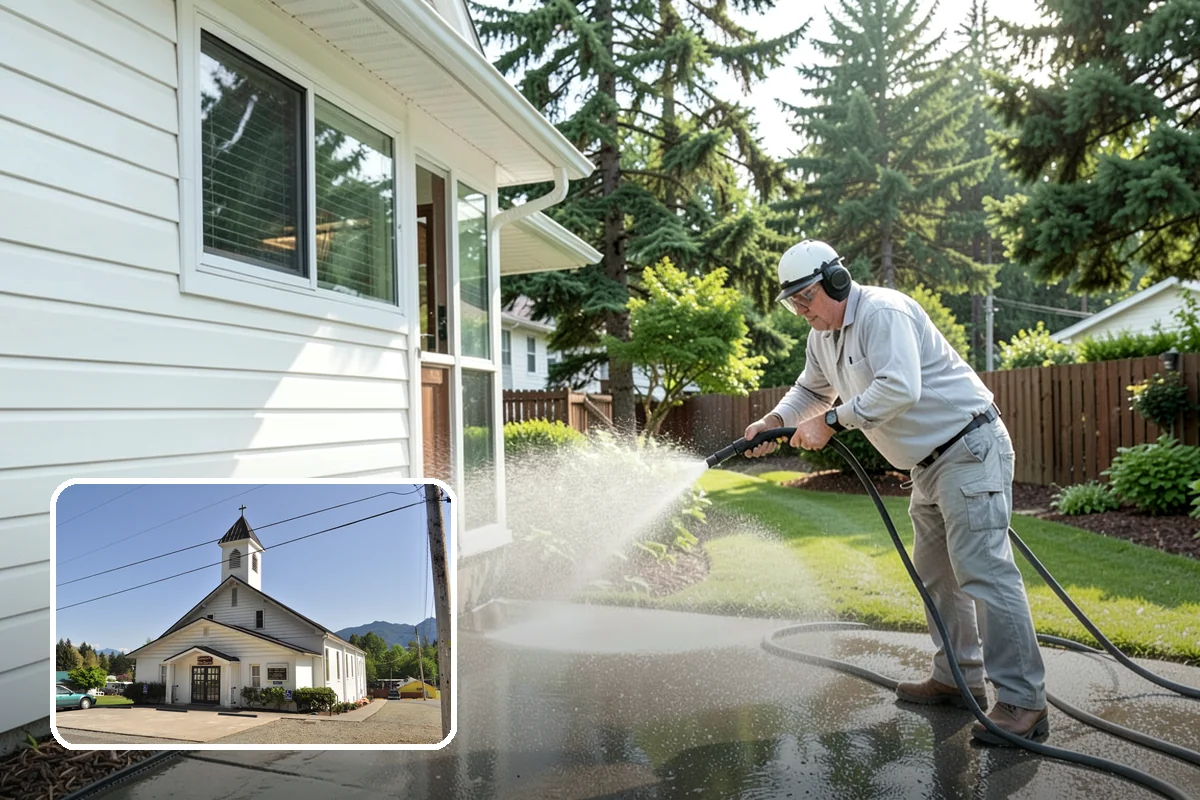 Moss Removal in Concrete, Skagit County, WA - Clears heavy moss without damaging shingles or joints