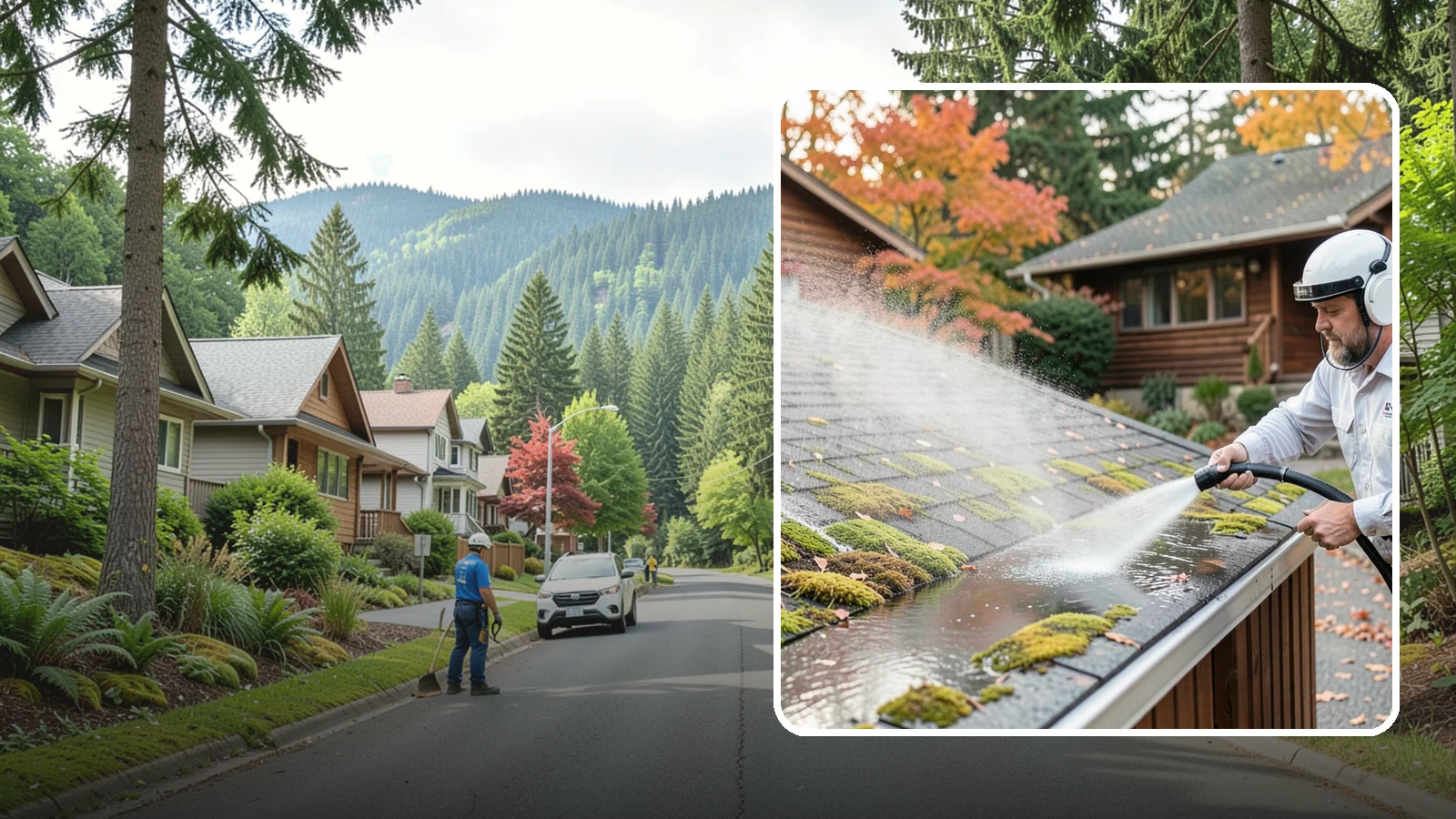 Moss Removal in Darrington, Snohomish County, WA - Moss treatment and removal that clears thick growth from roofs, walkways, decks, and shaded hardscapes.