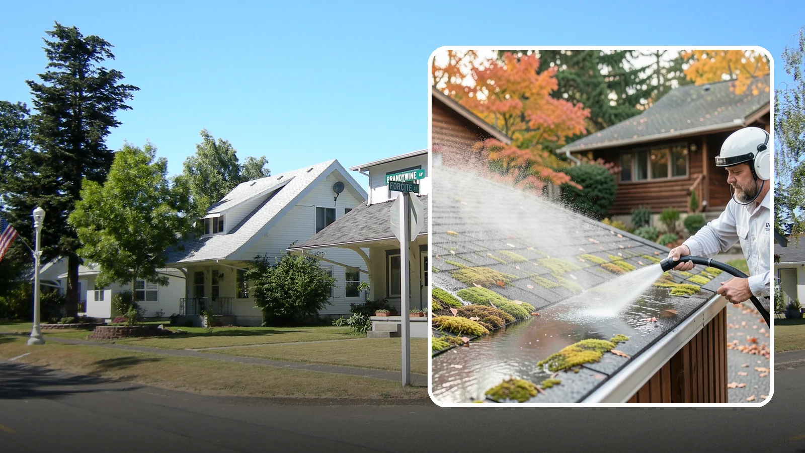 Moss Removal in DuPont, Pierce County, WA - Moss treatment and removal that clears thick growth from roofs, walkways, decks, and shaded hardscapes.